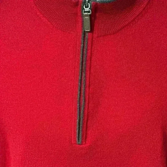 New Hart Schaffner Marx Sweater Pullover Men 2XL Deep Red Wool Knit 1/4 Zipper - Picture 5 of 16